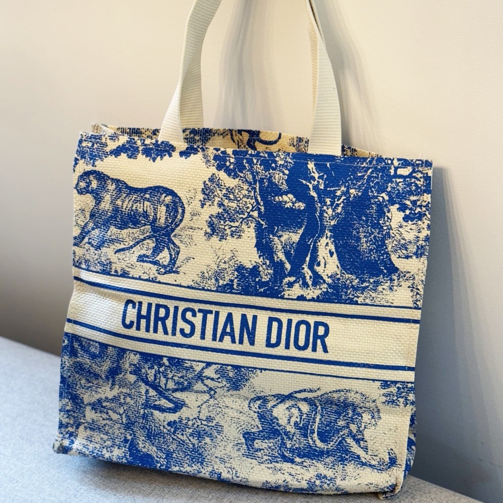 Christian Dior Beauty Blue Straw Tote